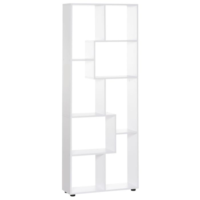8-Tier Freestanding Bookcase w/ Melamine Surface Anti-Tipping Foot Pads Home Display Storage Grid Stand Modern Style - White