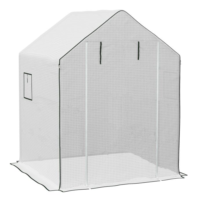 Greenhouse Cover Replacement Walk-in PE Hot House Cover with Roll-up Door and Windows, 140 x 143 x 190cm, White