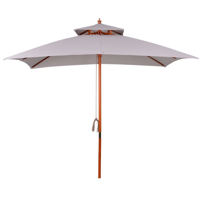 SUNVISTA 3 x 3 (m) Garden Umbrella, Large Parasol, Outdoor Sunshade Canopy with Double Tier, Grey