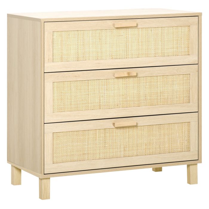 ECHO Natural Finish Rattan Chest of Drawers - Medium-sized, 3 Drawers