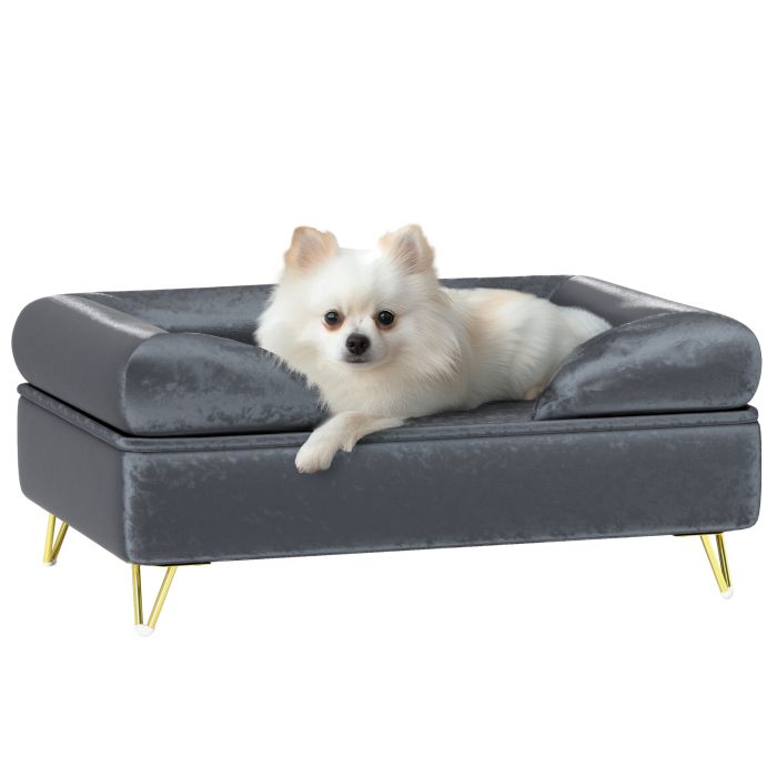 Shelley Cat Sofa with Removable Backrest and Soft Cushion for Small Medium Dogs - Grey