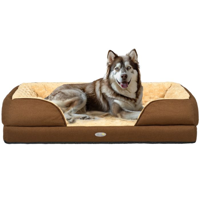 Shelley Calming Dog Bed with Removable Cover for Large Dogs - Brown
