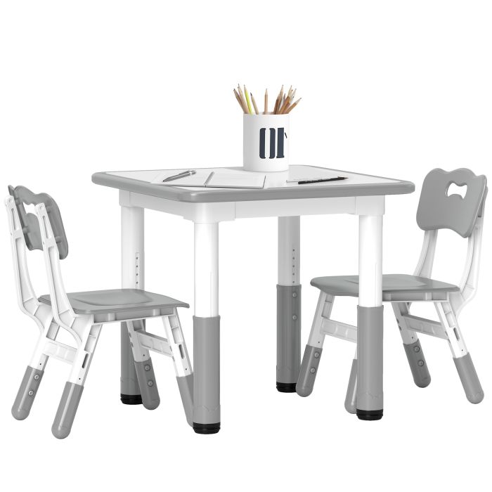 Kinsey Adjustable Toddler Table Chair Set 3 Pcs Children Activity - Grey