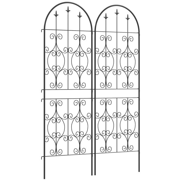 SUNVISTA Set of 2 Garden Trellis Panels for Climbing Plants, Scroll Design, 150 x 50cm, Black