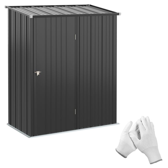 5.3ft x 3.1ft Outdoor Storage Shed, Garden Metal Storage Shed w/ Single Door for Backyard, Patio, Lawn, Charcoal Grey