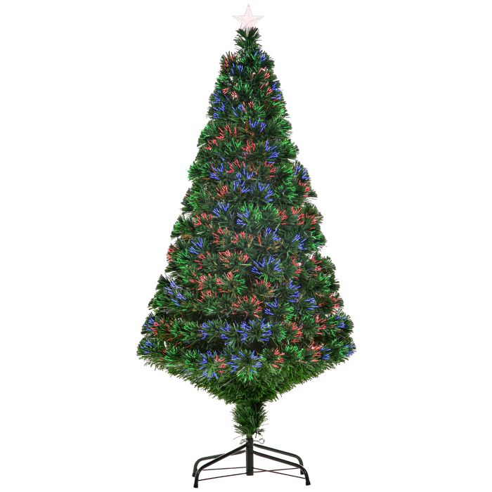 Debbie 5FT Green Fiber Optic Xmas Tree Pre-Lit Fibre Optic Artificial Christmas Tree Multi-Colour