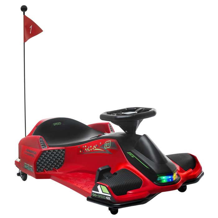 Scott 12V Kids Electric Go Kart with Music and LED Lights - Red