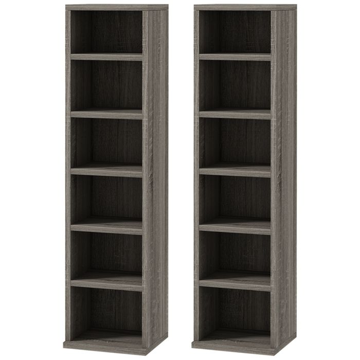 CD Media Display Shelf Unit Tower Rack with Adjustable Shelves, Set of 2
