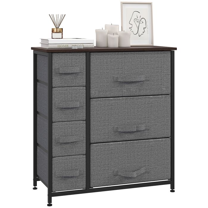 HERON Grey Chest of Drawers - Medium-sized, 7 Drawers, Double