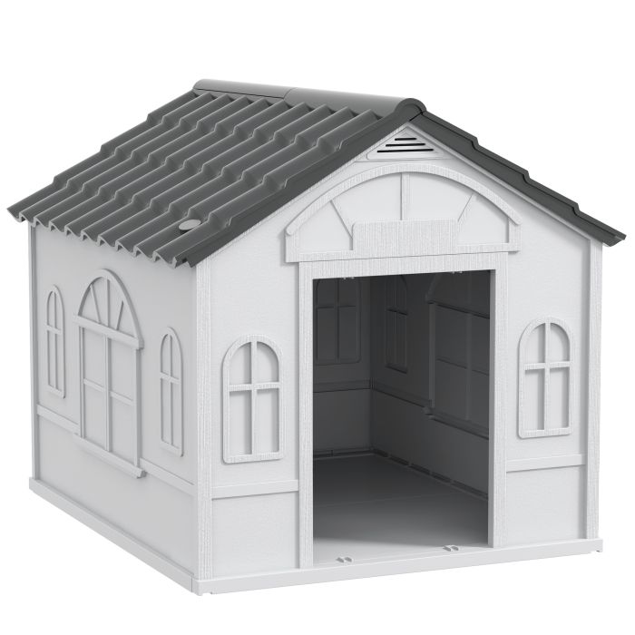 Plastic Weatherproof Medium Dog House, Grey