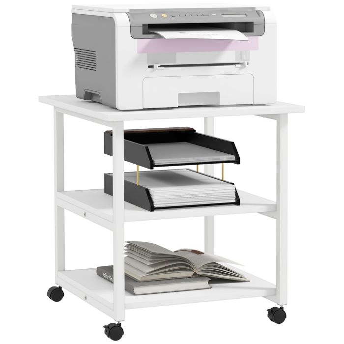 Scott 3-Tier Printer Stand with Storage Shelf Mobile Printer - White