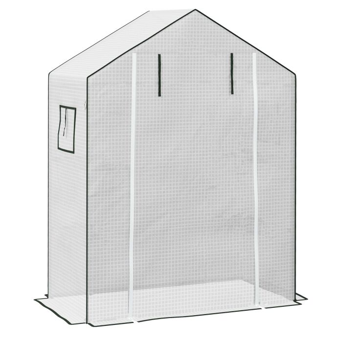 Greenhouse Cover Replacement Walk-in PE Hot House Cover with Roll-up Door and Windows, 140 x 73 x 190cm, White