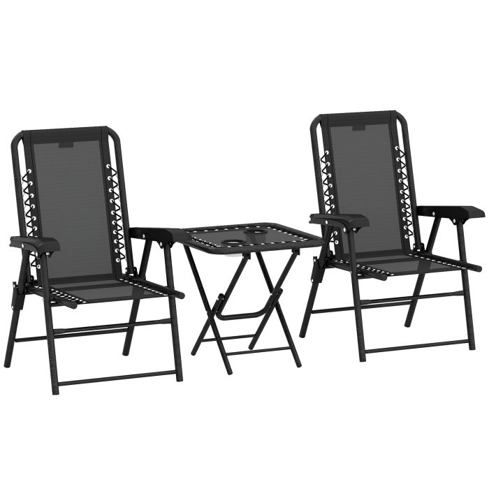 SUNVISTA Three-Piece Garden Table and Chair Set - Black