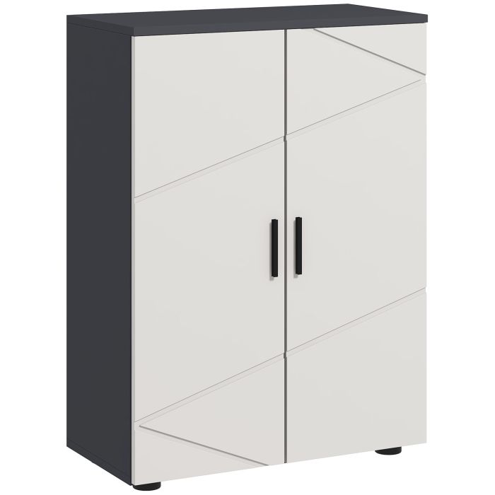 kleankin Bathroom Cabinet, Small Bathroom Storage Cabinet with 2-Doors Cupboard, 2 Adjustable Shelves and Soft Close Mechanism, Grey
