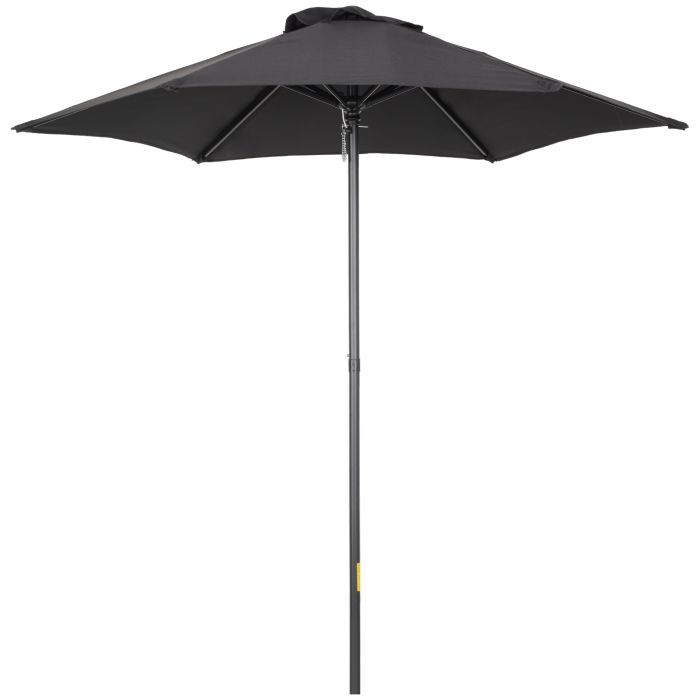 2m Patio Parasols Umbrellas, Outdoor Sun Shade with 6 Sturdy Ribs for Balcony, Bench, Garden, Black