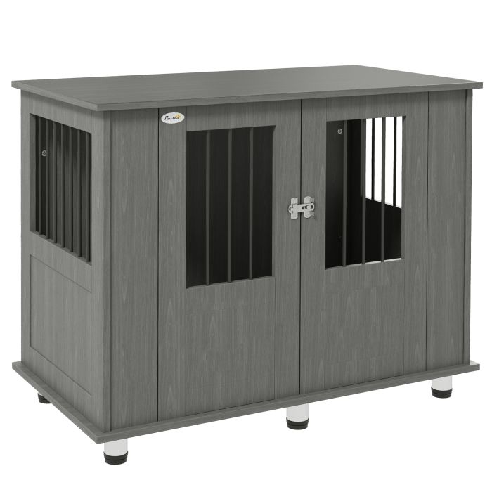 Dog Crate Table for Medium and Large Dogs with Magnetic Door for Indoor Use, 100 x 55 x 80 cm, Grey