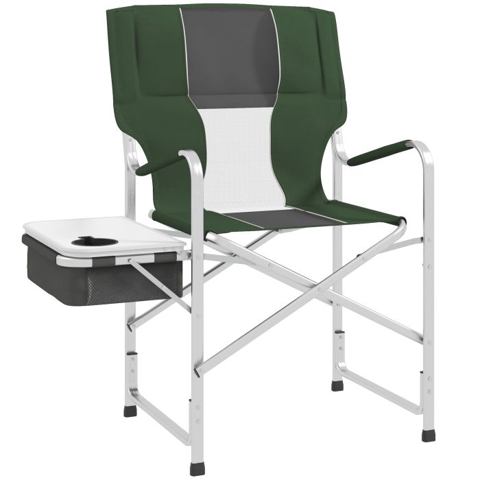 Folding Aluminium Directors Chair with Side Table and Cooler Bag