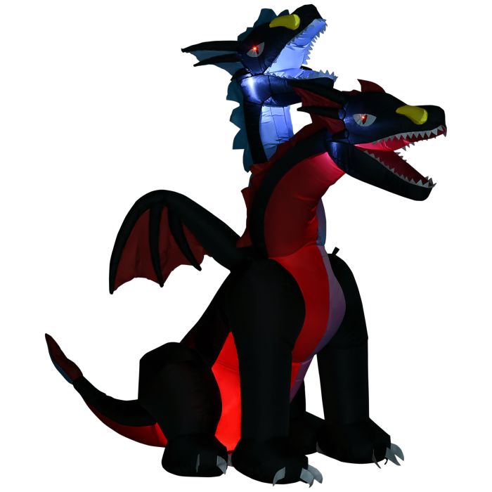 Yangon 7ft LED Halloween Inflatable Two Headed Dragon - Mulit Colour
