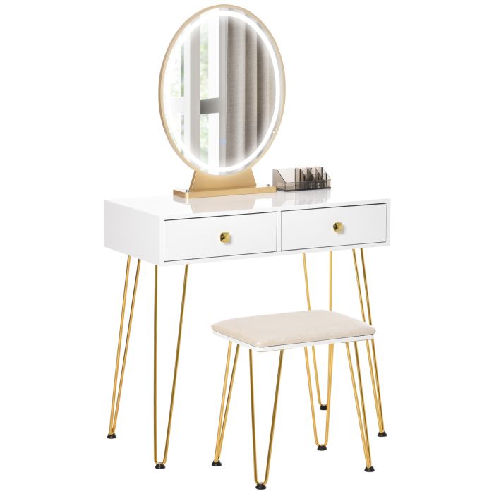 Dressing Table - VIENTIANE 2 Drawer Dresser White 80cm
