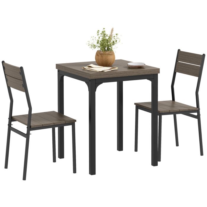 HERON Three-Piece Minimal and Compact Dining Set, Grey Wood Grain