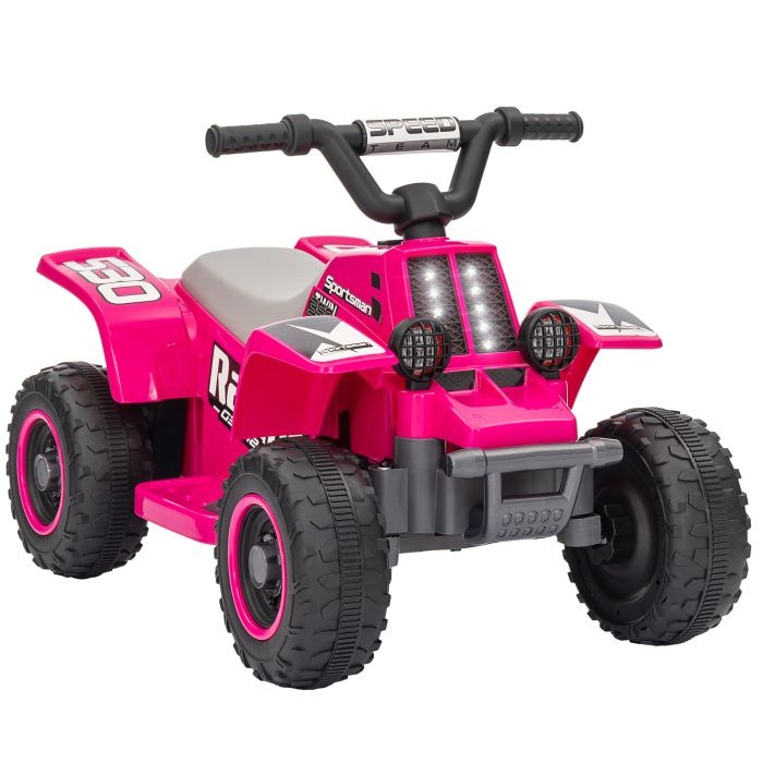 AIVAGO 6V Electric Quad Bike for Kids, Ride On ATV w/ Forward Backward, Headlights, for 18-36 Months - Pink