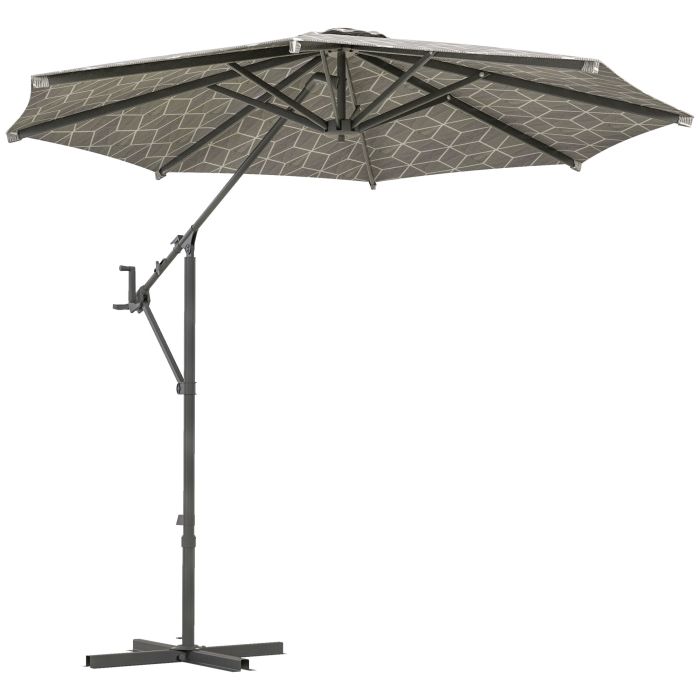 3(m) Convertible Cantilever Parasol and Centre-post Garden Parasol with Cross Base, 360 Rotation Banana Parasol with Crank Handle