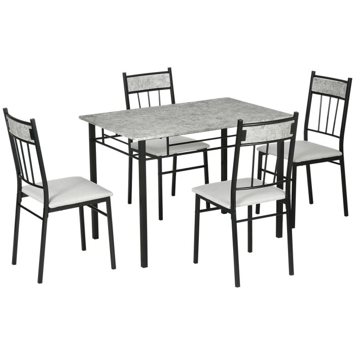 Scott 5-Piece Dining Set with Marble Effect Tabletop - Light Grey