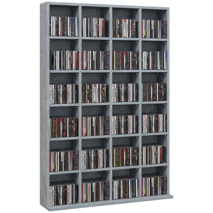 Scott CD Storage Unit with Adjustable Shelves 89 x 130.5 cm - Cement Grey
