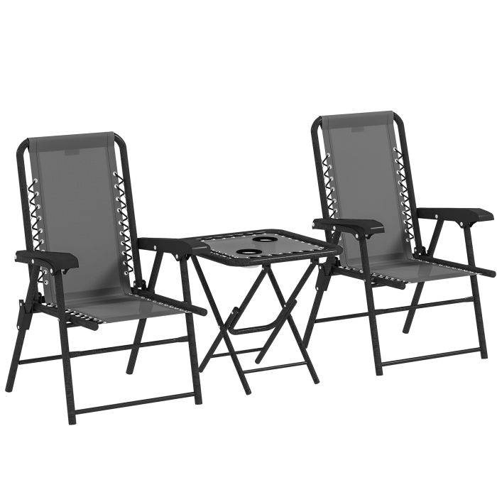 SUNVISTA Three-Piece Garden Table and Chair Set - Dark Grey