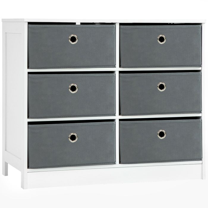 HERON White Chest of Drawers - Medium-sized, 6 Drawers