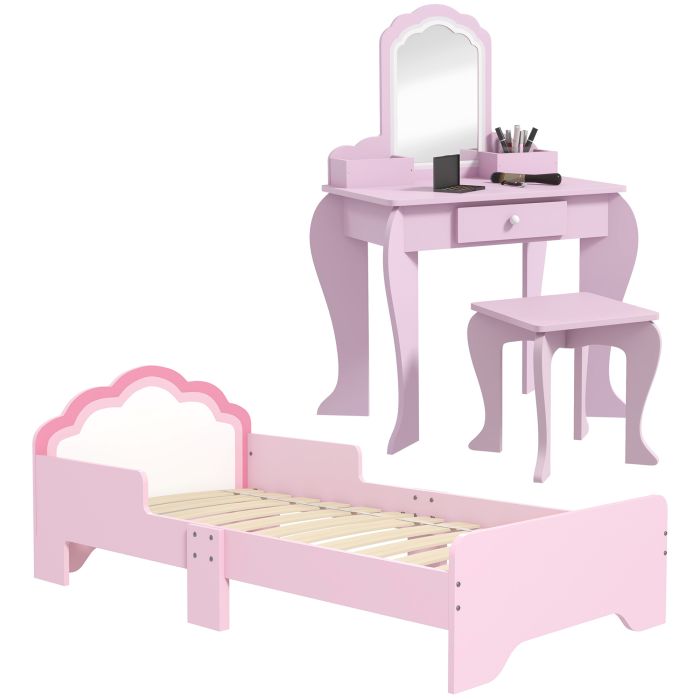 Baoli Cloud-Design Kids Wooden Bedroom Furniture Set - Pink