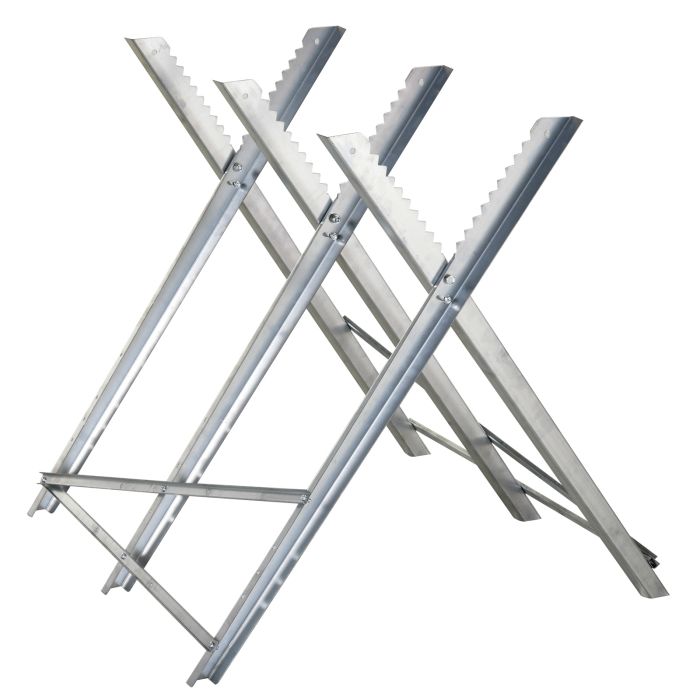 DURWELL Portable Sawhorse Heavy Duty Steel Adjustable Work Support, Foldable Sawhorse Stand 100 kg Weight Capacity, Silver Tone