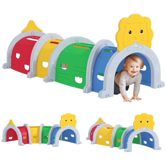 AIVAGO Kids Play Tunnel for 3-6 Years Crawl and Climb, Lion Design, Indoor & Outdoor