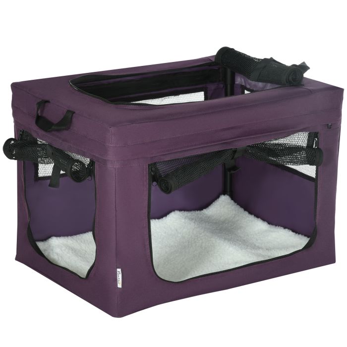 Pet Carrier, Portable Cat Carrier, Foldable Dog Bag for Miniature Dogs, 60 x 42 x 42 cm, Purple