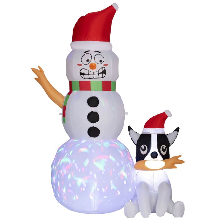 Christmas Gift - 6.2ft Inflatable Santa with Dog Decoration White 139cm
