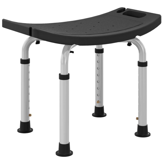 Scott Adjustable Bath Stool Aluminium Shower Stool Non-Slip for Elderly - Black