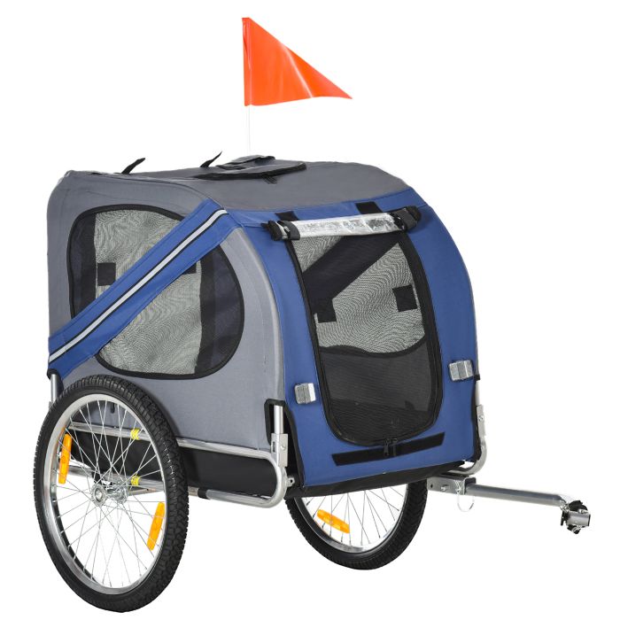 Dog Bike Trailer Pet Bicycle Trailer Foldable Dog Cat Bike Carrier with Suspension- Blue