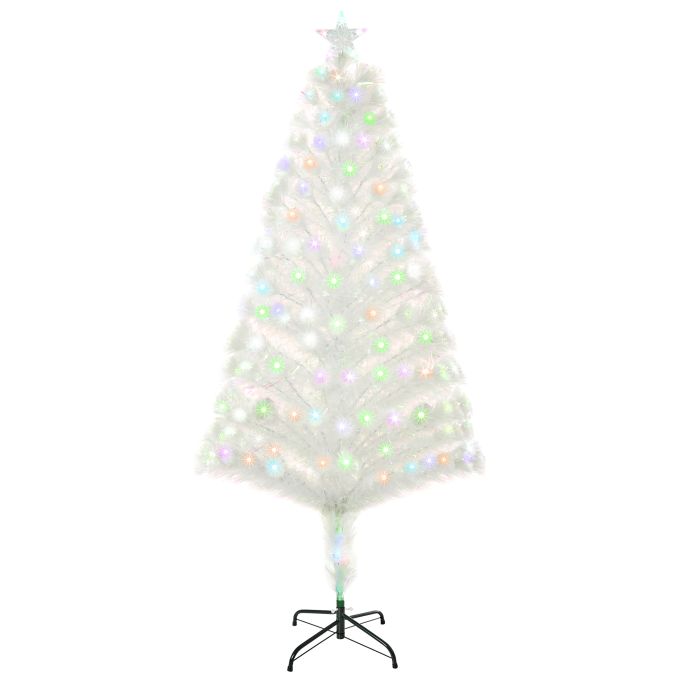 Debbie 5 Feet Prelit Artificial Christmas Tree with Fiber Optic LED Light Holiday Home Xmas Decoration White
