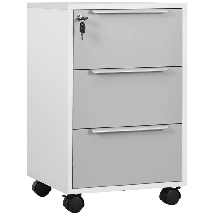 3-Drawer Locking File Cabinet Mobile Chest of Drawers Side Table on Wheels for Home Office, Bedroom and Living room