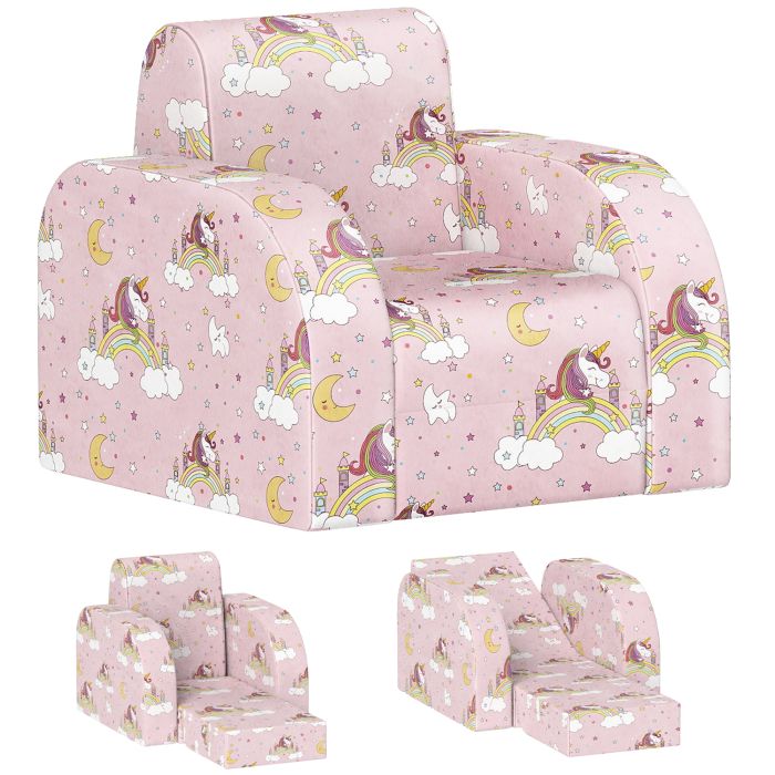 Kinsey Kids Sofa Couch Foldable Toddler Chair Soft Snuggle - Pink
