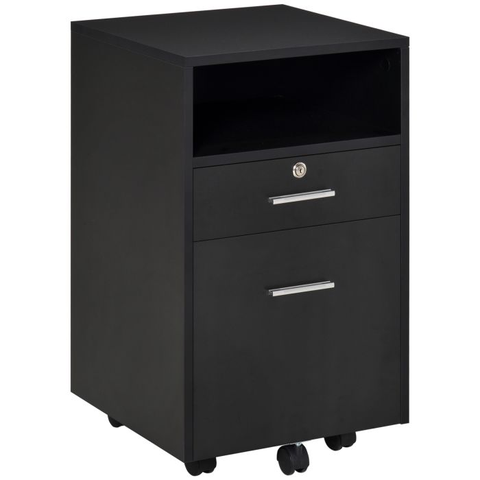 Mobile File Cabinet Lockable Storage Unit Cupboard Home Filing Furniture for Office, Bedroom and Living Room, 39.5x40x60cm, Black