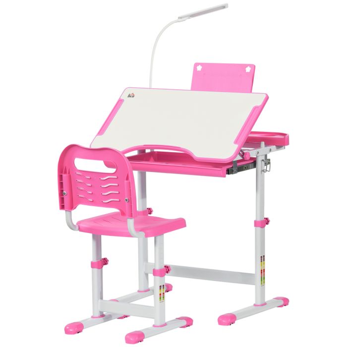 Height Adjustable Kids Desk and Chair Set with USB Lamp