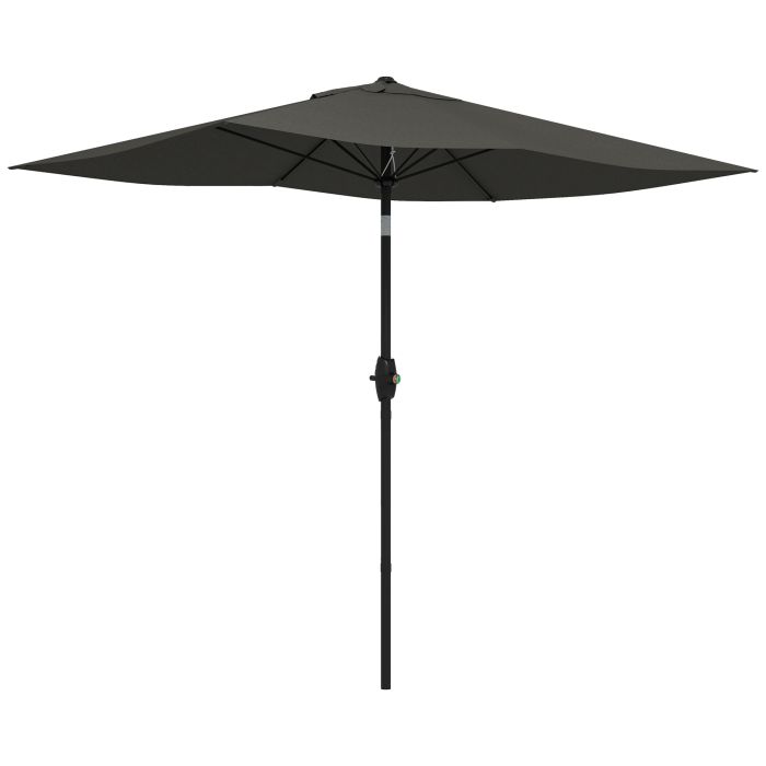 2 x 3(m) Garden Parasol Umbrella, Rectangular Outdoor Market Umbrella Sun Shade with Crank & Push Button Tilt, 6 Ribs, Aluminium Pole