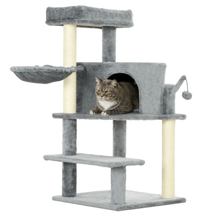 Sisal 100cm Cat Tree Tower with Sisal Scratching Post Grey