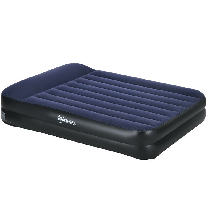 Jones Queen Inflatable Comfortable Air Mattress with Built-in Electric Pump - Blue