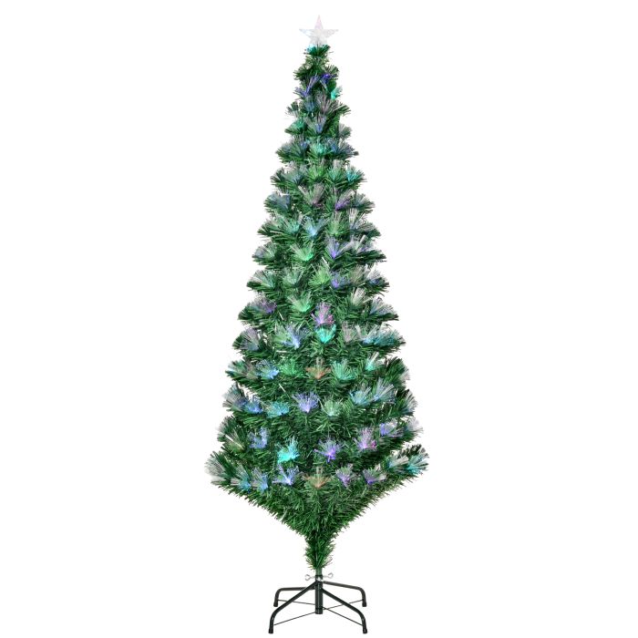 Debbie 6ft Tall Artificial Tree Fiber Optic Pre-Lit Holiday Home Christmas Decoration with Flash Mode - Colorful LED
