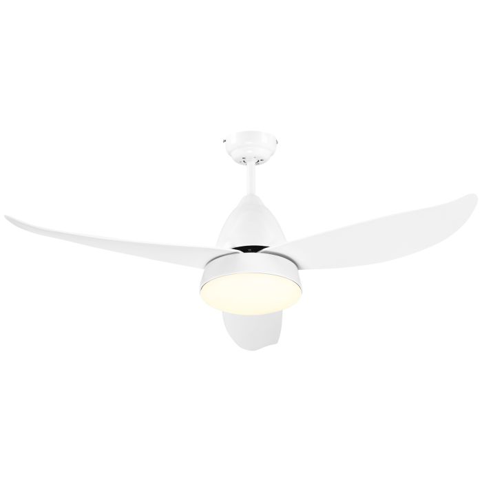 Reversible Ceiling Fan with Light, 3 Blades Indoor Modern Mount White LED Lighting Fan with Remote Controller, for Bedroom, Living Room, White