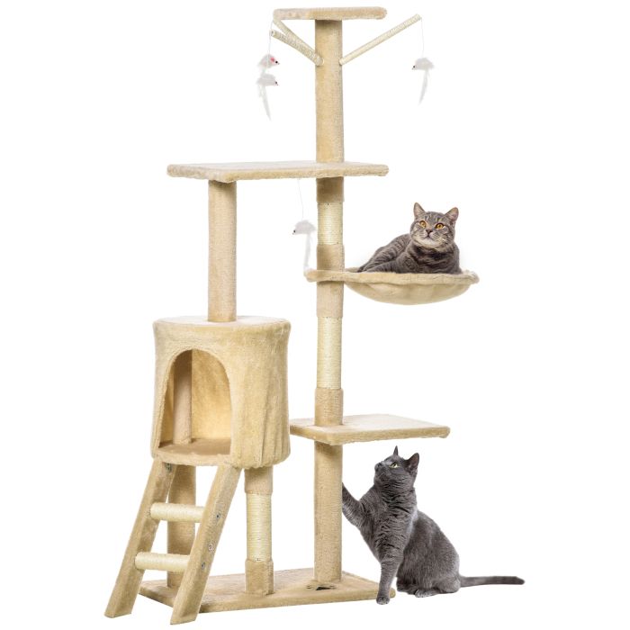 Cat Tree House, 131H cm-Beige