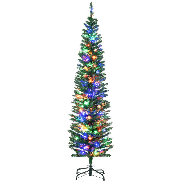 Debbie 6 Artificial Prelit Christmas Trees Holiday Decor with Colourful LED Lights Pencil Shape Steel Base