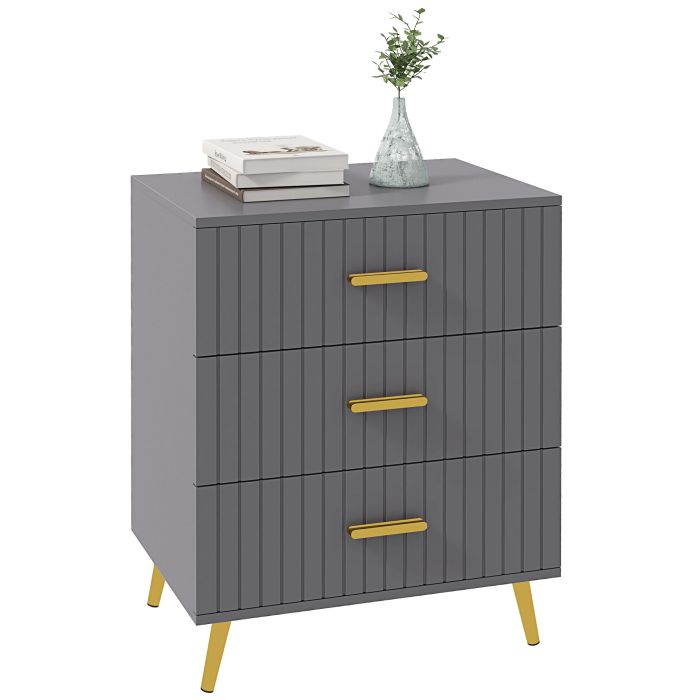 GOLDRAY Grey Chest of Drawers - Small-sized, 3 Drawers